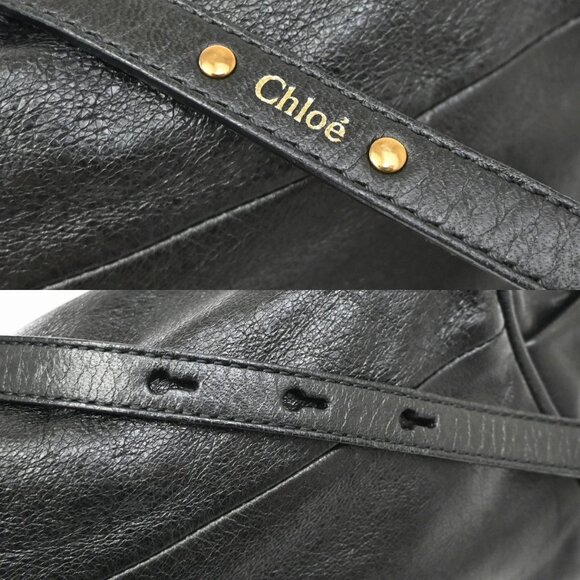 CHLOE Logo Ethel 2Way Mini Shoulder Hand Bag Leather Black GHW - Picture 15 of 16